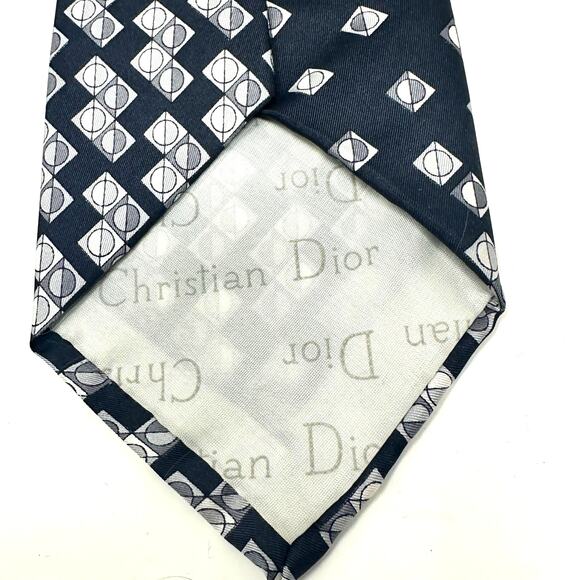 Christian Dior Cravates Silk Tie Black Gray - Picture 3 of 4